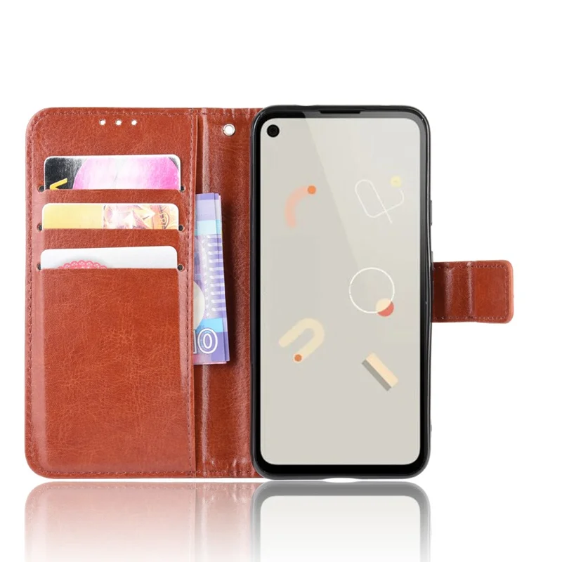 Crazy Horse Skin PU Leather Wallet Mobile Phone Shell for Google Pixel 4a 4G - Brown