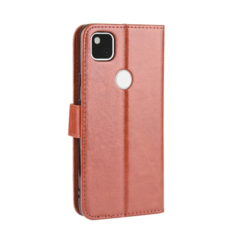 Crazy Horse Skin PU Leather Wallet Mobile Phone Shell for Google Pixel 4a 4G - Brown