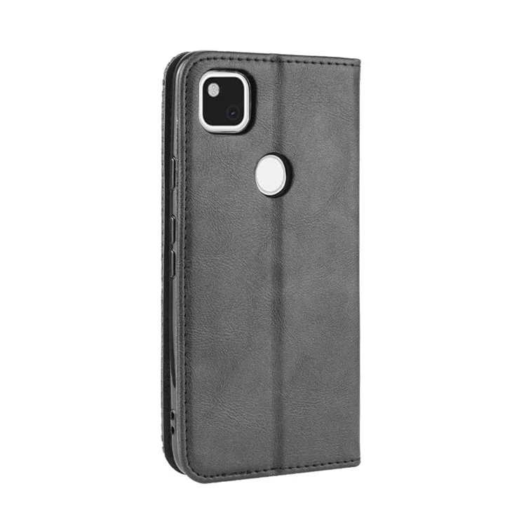 Retro Magnetic Leather with Wallet Phone Cover for Google Pixel 4a 4G - Black