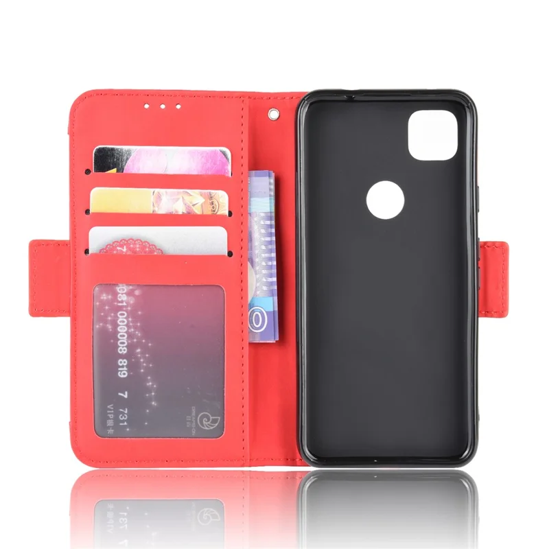 Multiple Card Slots Leather Wallet Stand Shell for Google Pixel 4a 4G  - Red