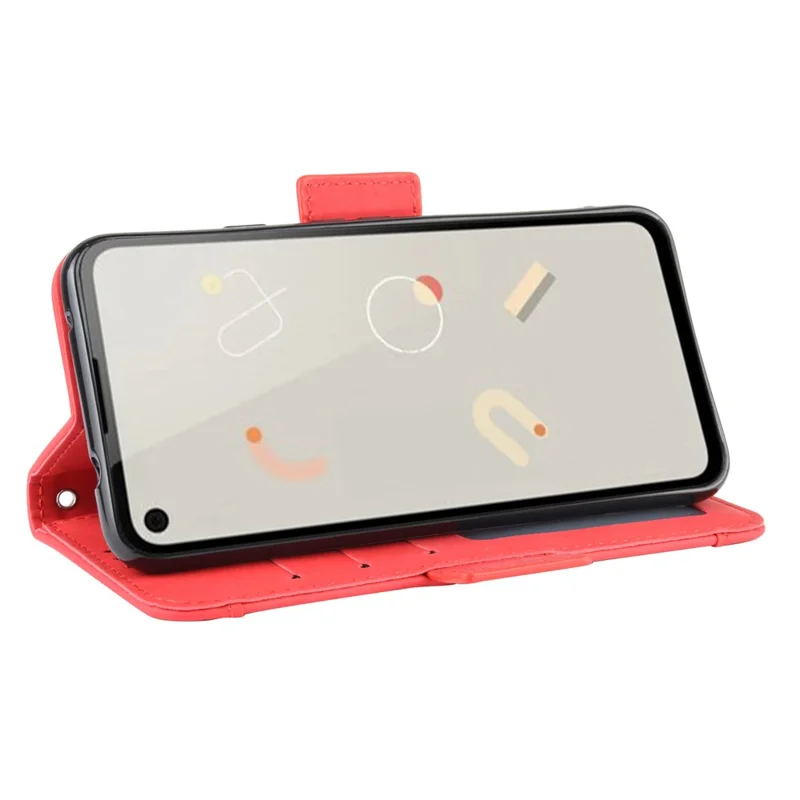 Multiple Card Slots Leather Wallet Stand Shell for Google Pixel 4a 4G  - Red
