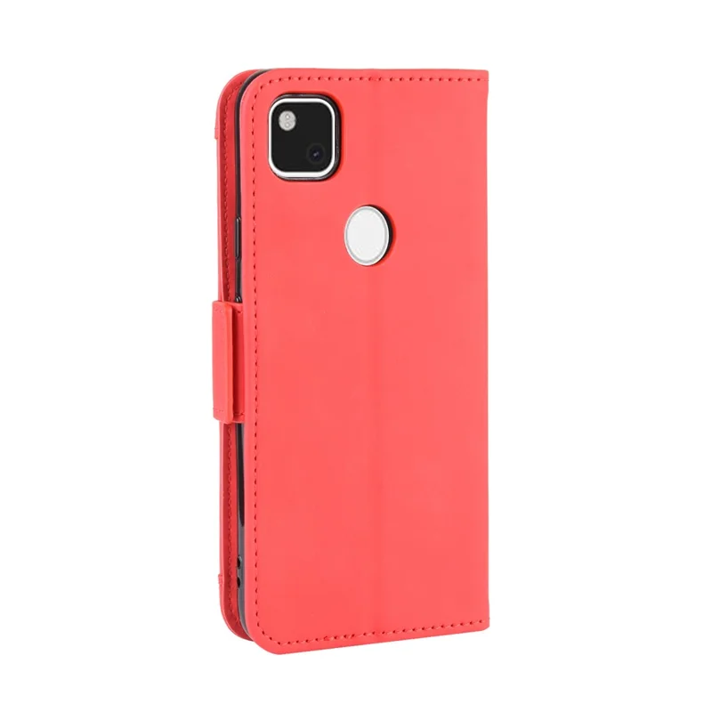 Multiple Card Slots Leather Wallet Stand Shell for Google Pixel 4a 4G  - Red