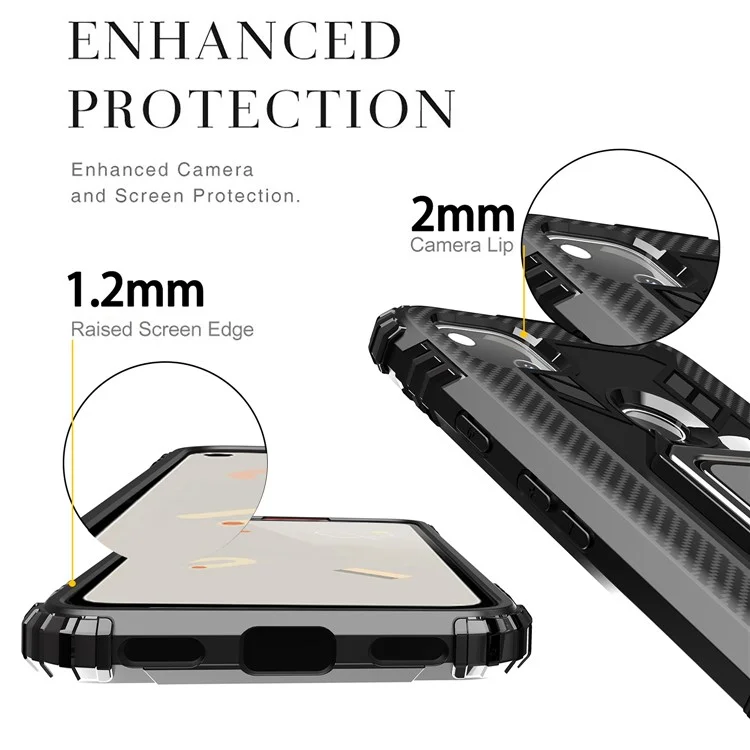 Finger Ring Kickstand TPU Case Mobile Phone Protective Shell for Google Pixel 4a 4G - Black
