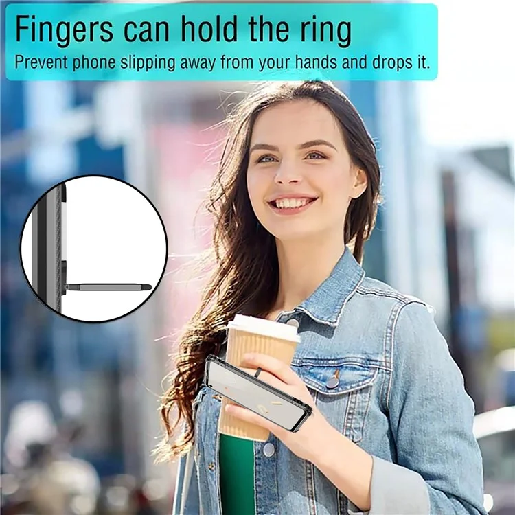 Finger Ring Kickstand TPU Case Mobile Phone Protective Shell for Google Pixel 4a 4G - Black