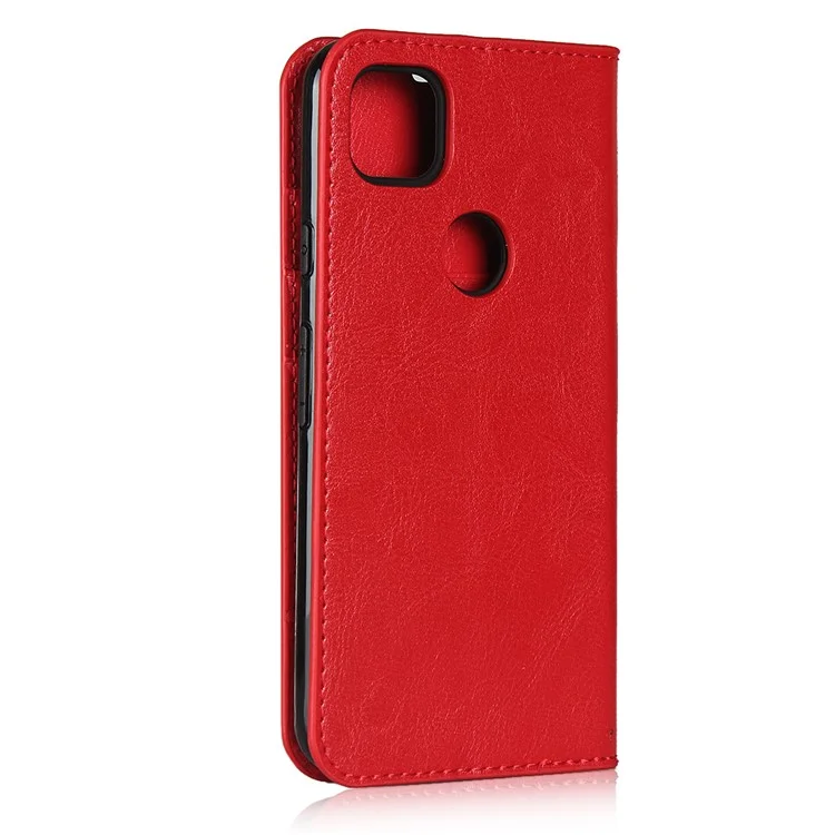 Crazy Horse Skin Genuine Leather Shell for Google Pixel 4a 4G - Red