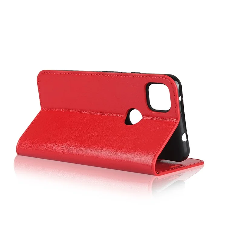 Crazy Horse Skin Genuine Leather Shell for Google Pixel 4a 4G - Red
