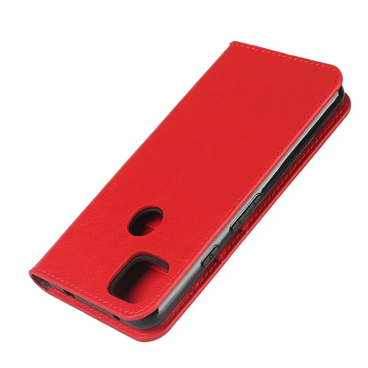 Crazy Horse Skin Genuine Leather Shell for Google Pixel 4a 4G - Red