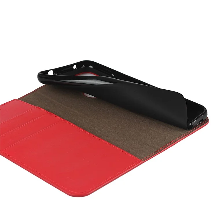 Crazy Horse Skin Genuine Leather Shell for Google Pixel 4a 4G - Red