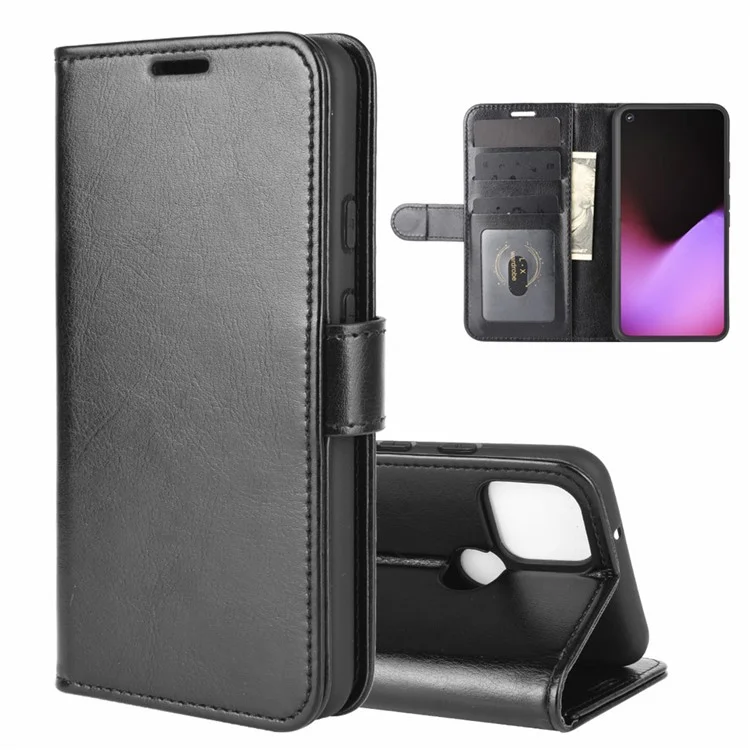 Crazy Horse Wallet Shell Stand Leather Mobile Phone Cover für Google Pixel 4a 5G/Pixel 5XL - Schwarz