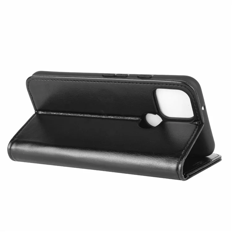 Crazy Horse Wallet Shell Ständer Leder -mobiltelefonabdeckung Für Google Pixel 4a 5G/Pixel 5xl - Schwarz