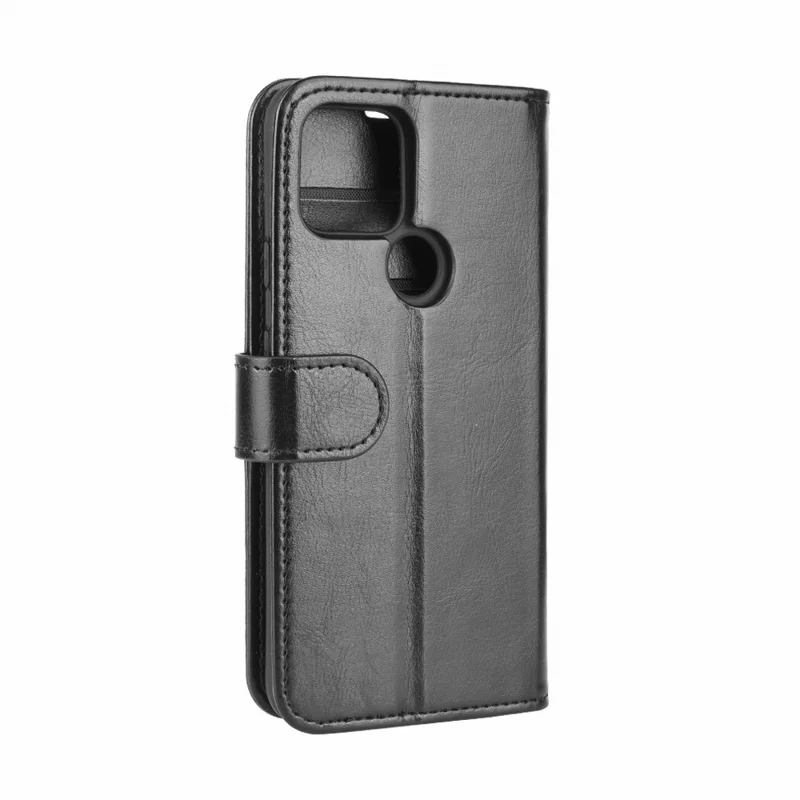 Crazy Horse Wallet Shell Stand Leather Mobile Phone Cover für Google Pixel 4a 5G/Pixel 5XL - Schwarz