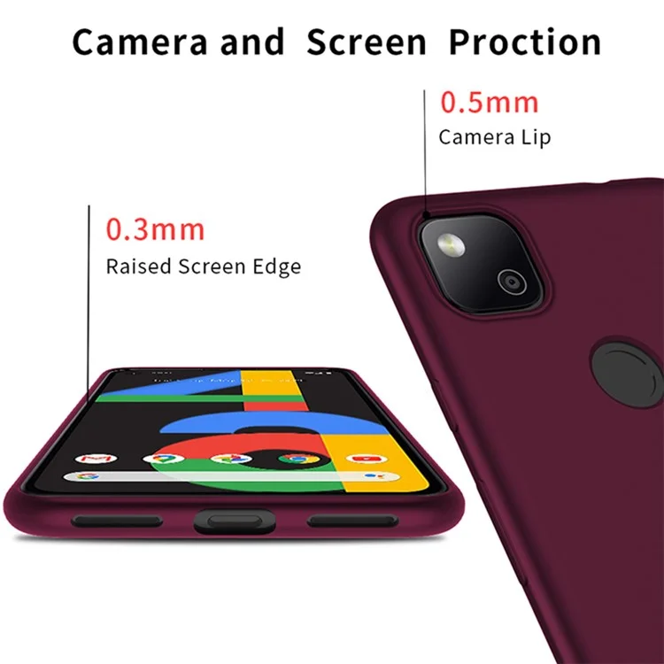 Couverture de Téléphone Souple TPU TPU de la Série de Gardiens de Niveau x Pour Google Pixel 4a - Vin Rouge