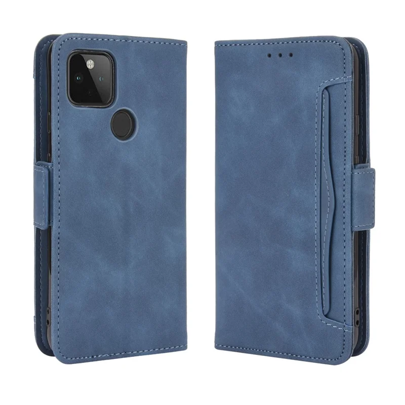Étui en cuir à plusieurs fentes Wallet Stand Protector pour Google Pixel 4a 5G - Bleu