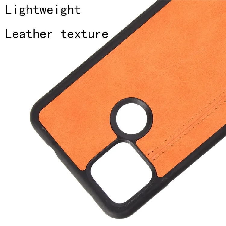 PC en Revêtement en Cuir PC + Coquille de Téléphone Hybride TPU Pour Google Pixel 5 - Jaune