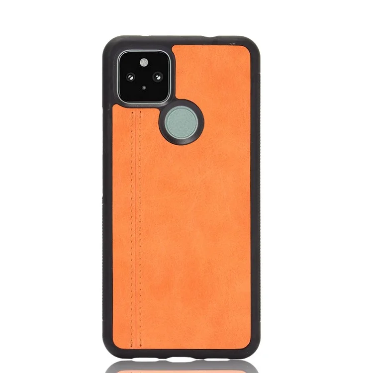 PC en Revêtement en Cuir PC + Coquille de Téléphone Hybride TPU Pour Google Pixel 5 - Jaune