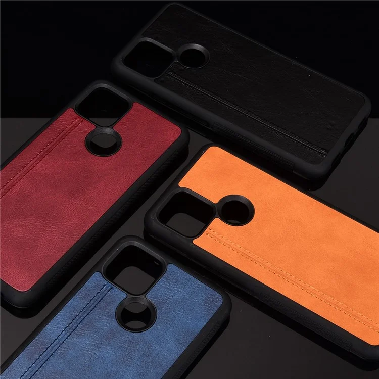 PC en Revêtement en Cuir PC + Coquille de Téléphone Hybride TPU Pour Google Pixel 5 - Jaune