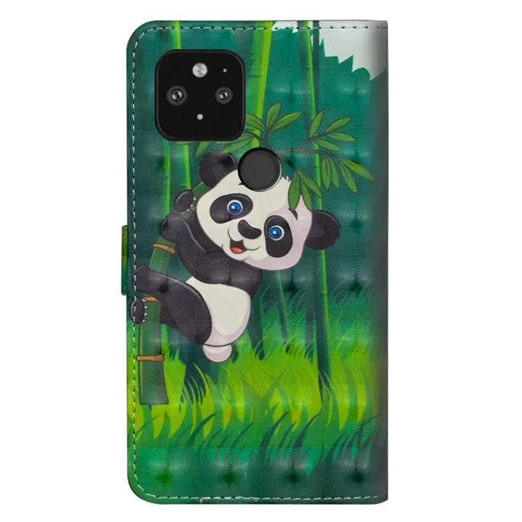 Light Spot Decor Pattert Worth Pheratet Guscio in Pelle Con Cinturino Per Google Pixel 5 - Panda