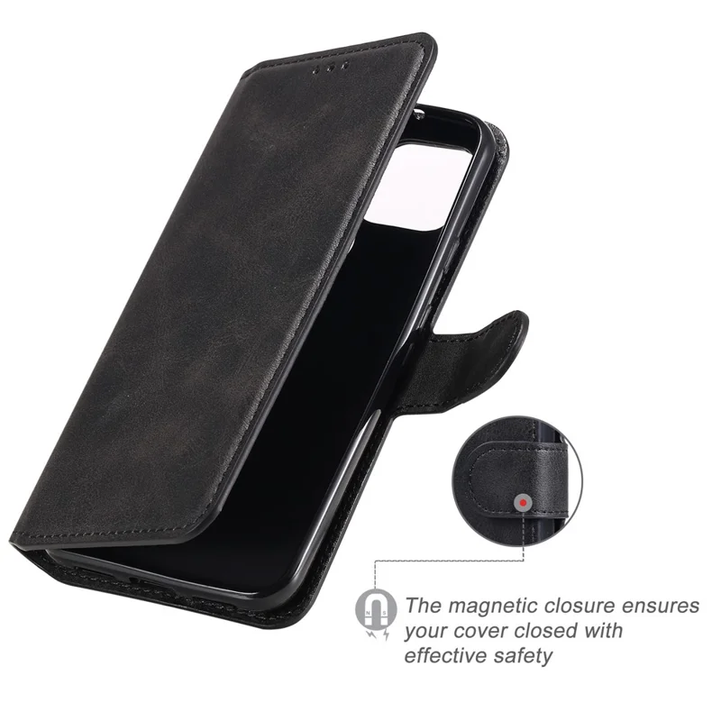 Classic Style Wallet Stand Flip Leather Phone Case for Google Pixel 5 - Black