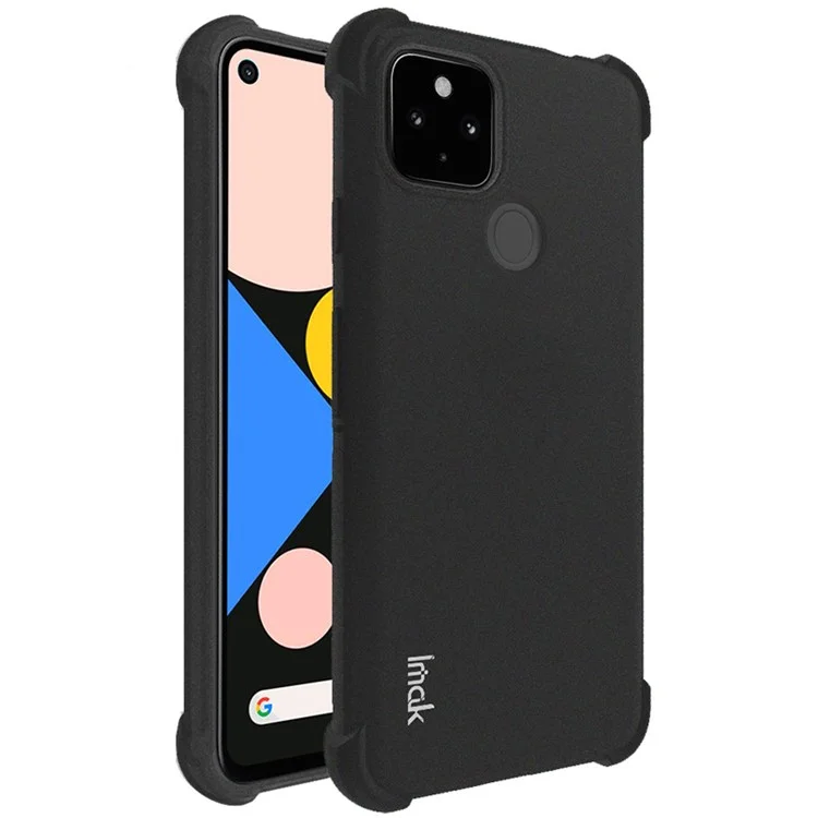 IMAK Four Corner Cushion Airbag Anti-Drop TPU-Hülle + Bildschirmschutzfolie für Google Pixel 4a 5G - Matt Schwarz