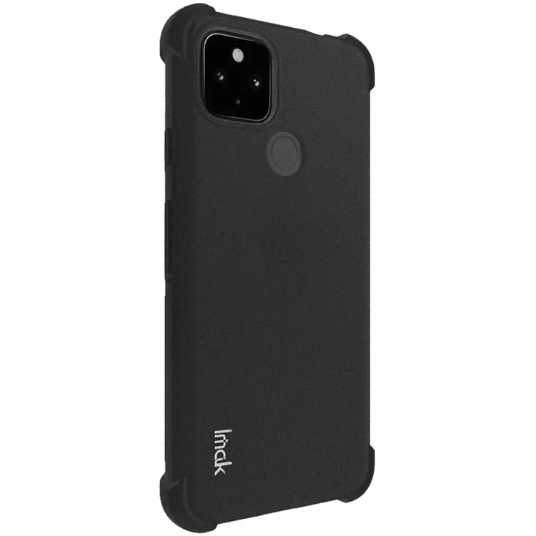 IMAK Four Corner Cushion Airbag Anti-Drop TPU-Hülle + Bildschirmschutzfolie für Google Pixel 4a 5G - Matt Schwarz