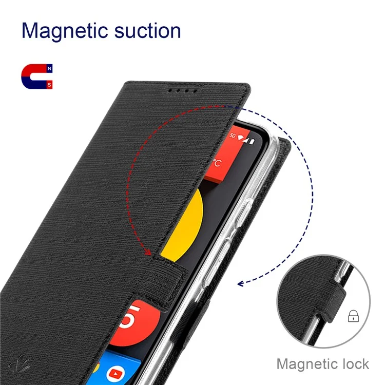 Vili K Series Cross Texture Cuero Phone Willet Funchue Para Google Pixel 5 - Negro