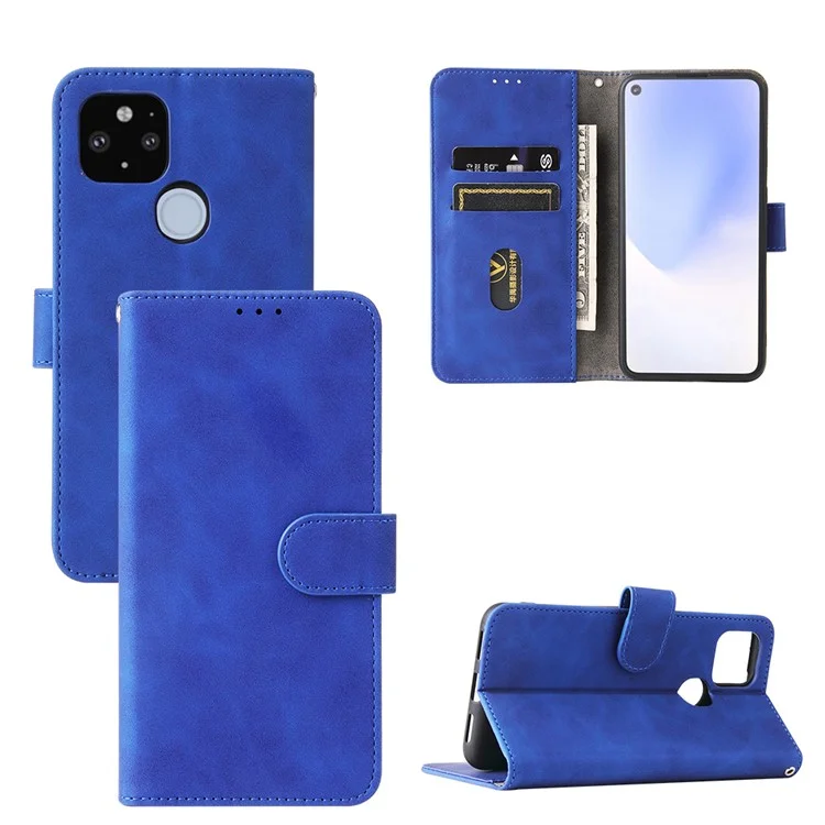 Guscio Protettivo in Pelle di Folio Tocco Della Pelle Per Google Pixel 5a 5G Wallet Copertura - Blu