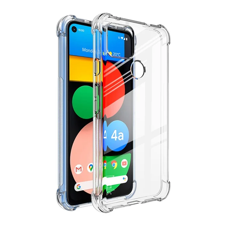 IMAK Funda de Protección Completa con Almohadillas en las Cuatro Esquinas y Protector de Pantalla Ultratransparente para Google Pixel 5a 5G - Transparente