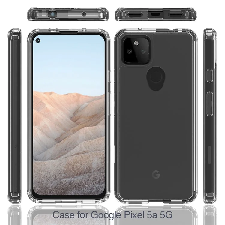 Capa de Telefone de Acrílico Transparente + TPU Antiimpacto e Antiarranhões para Google Pixel 5a 5G
