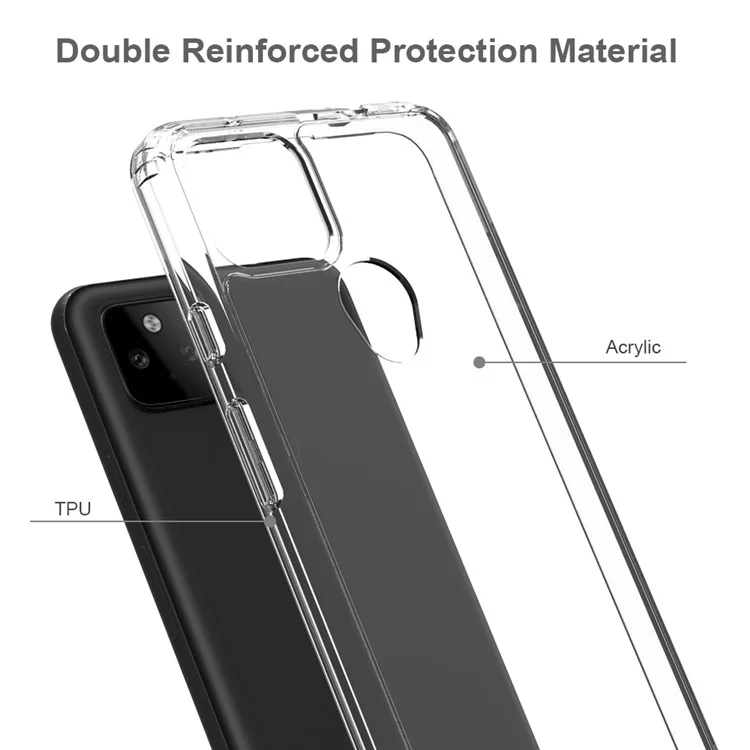 Capa de Telefone de Acrílico Transparente + TPU Antiimpacto e Antiarranhões para Google Pixel 5a 5G