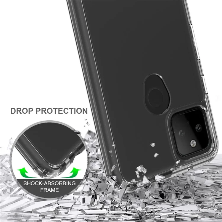 Capa de Telefone de Acrílico Transparente + TPU Antiimpacto e Antiarranhões para Google Pixel 5a 5G