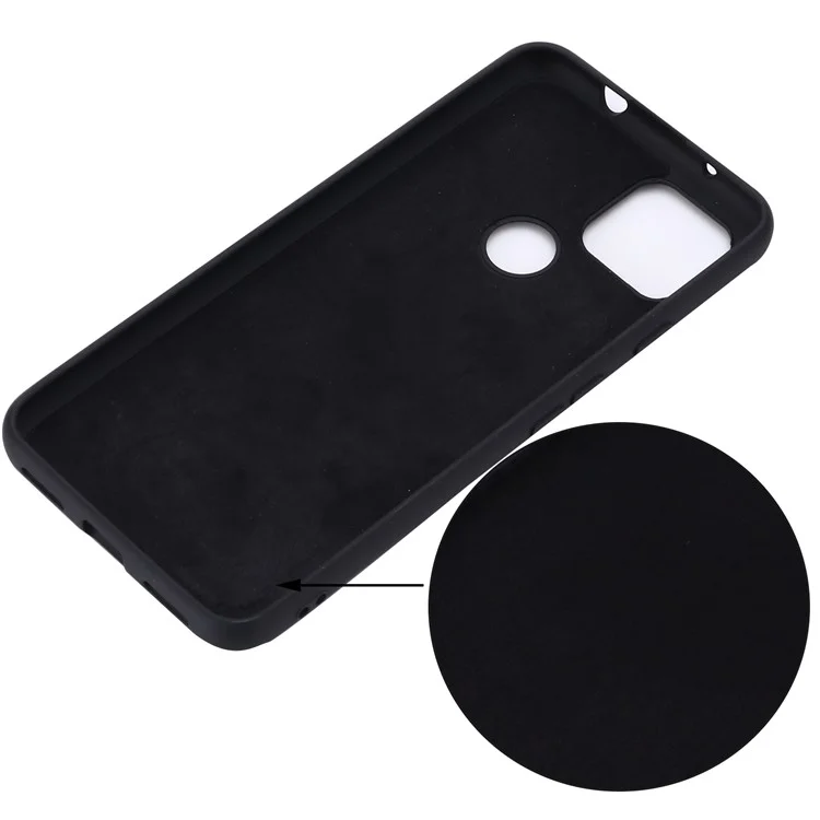 Well-Protected Solid Color Liquid Silicone Phone Protective Shell with Strap for Google Pixel 5a 5G - Black