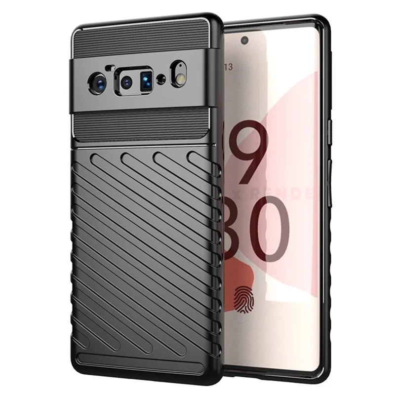Thunder Series Twill Texture Thickened TPU Protective Cover Case for Google Pixel 6 Pro - Black