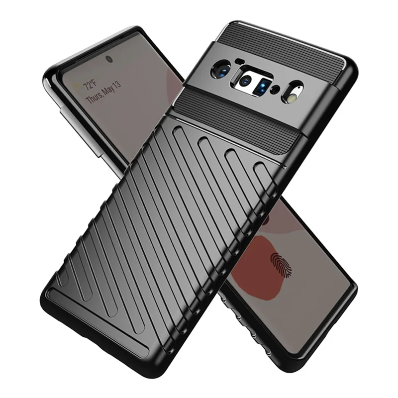 Thunder Series Twill Texture Thickened TPU Protective Cover Case for Google Pixel 6 Pro - Black