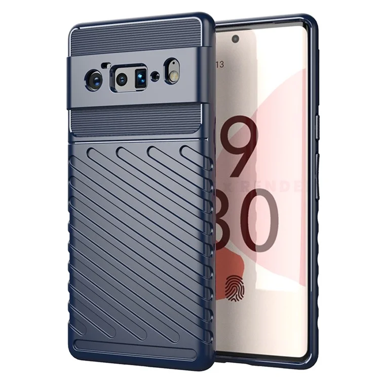 Thunder Series Twill Texture Thickened TPU Protective Cover Case for Google Pixel 6 Pro - Blue