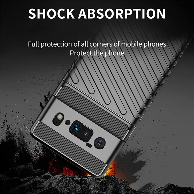 Thunder Series Twill Texture Thickened TPU Protective Cover Case for Google Pixel 6 Pro - Blue