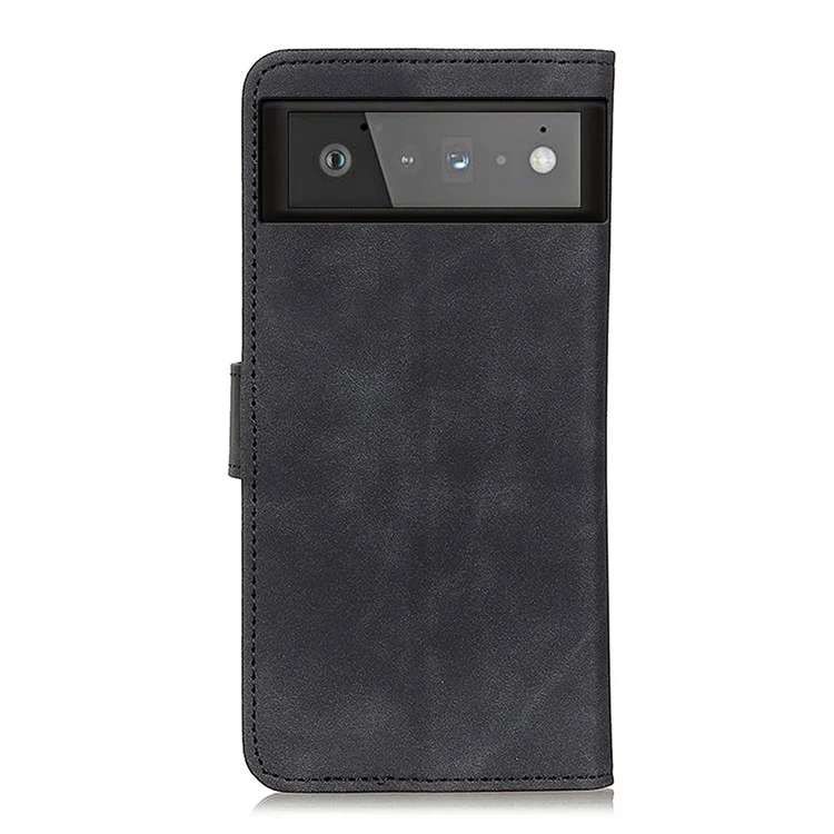 KHAZNEH for Google Pixel 6 PU Leather Phone Case Vintage Style Wallet Stand Flip Cover - Black