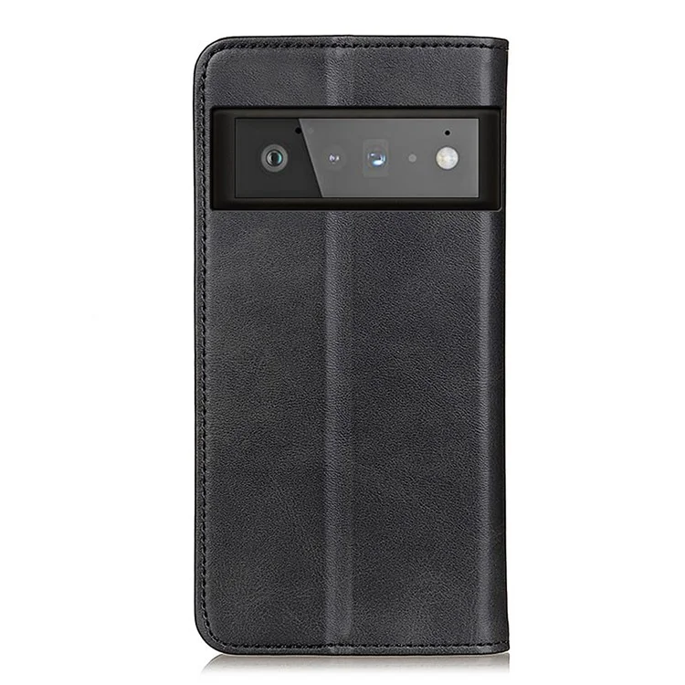 Auto-absorbed Split Leather Wallet Case for Google Pixel 6 Pro - Black