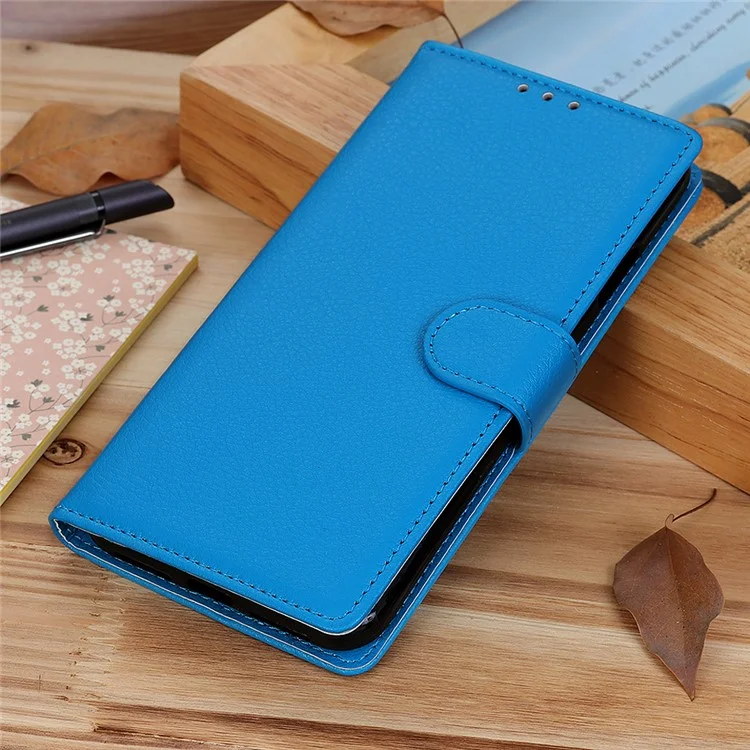 Litchi Skin Wallet Leather Stand Case for Google Pixel 6 - Blue