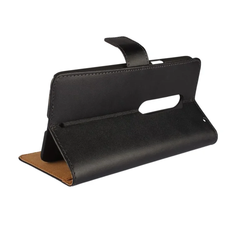 Wallet Stand Genuine Split Leather Case for Motorola Moto X Style - Black