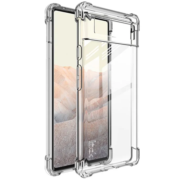 IMAK Cobertura Completa TPU Flexible Case Telefone Tampa de Proteção + Protetor de Tela Para Google Pixel 6 - Transparente