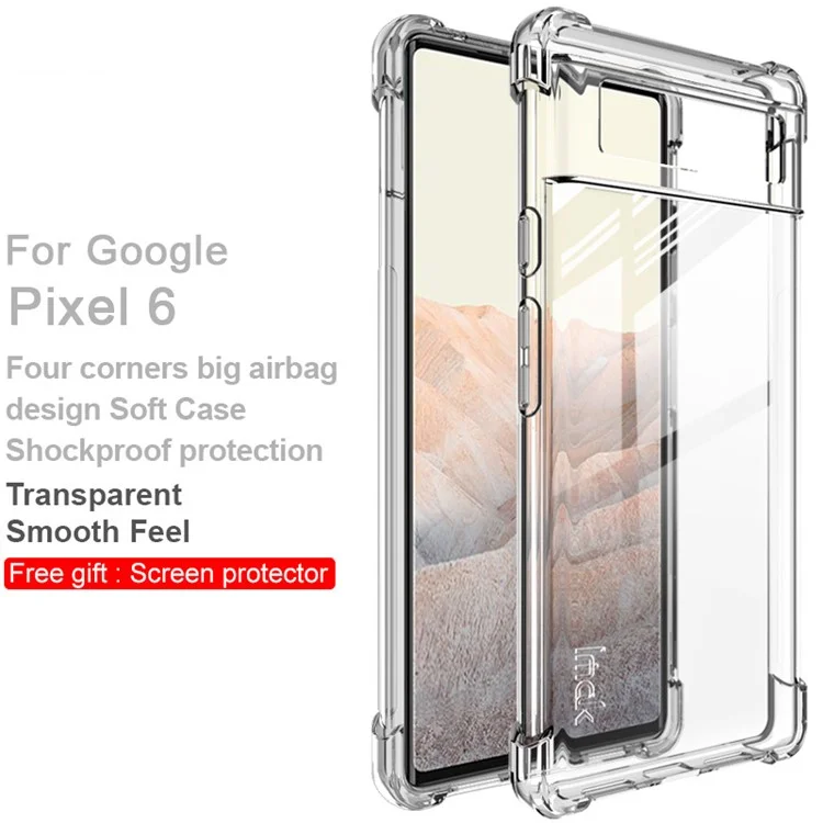 IMAK Cobertura Completa TPU Flexible Case Telefone Tampa de Proteção + Protetor de Tela Para Google Pixel 6 - Transparente