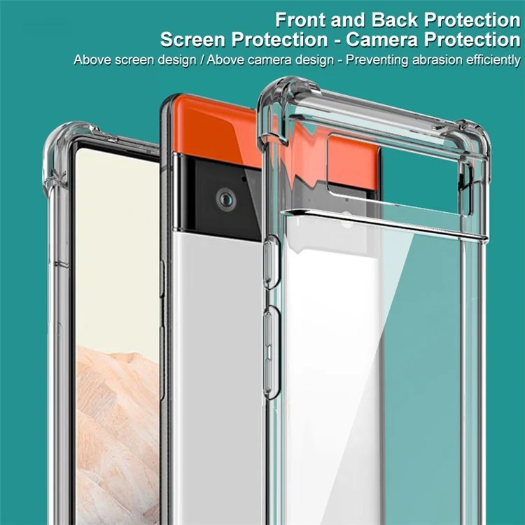 IMAK Cobertura Completa TPU Flexible Case Telefone Tampa de Proteção + Protetor de Tela Para Google Pixel 6 - Transparente