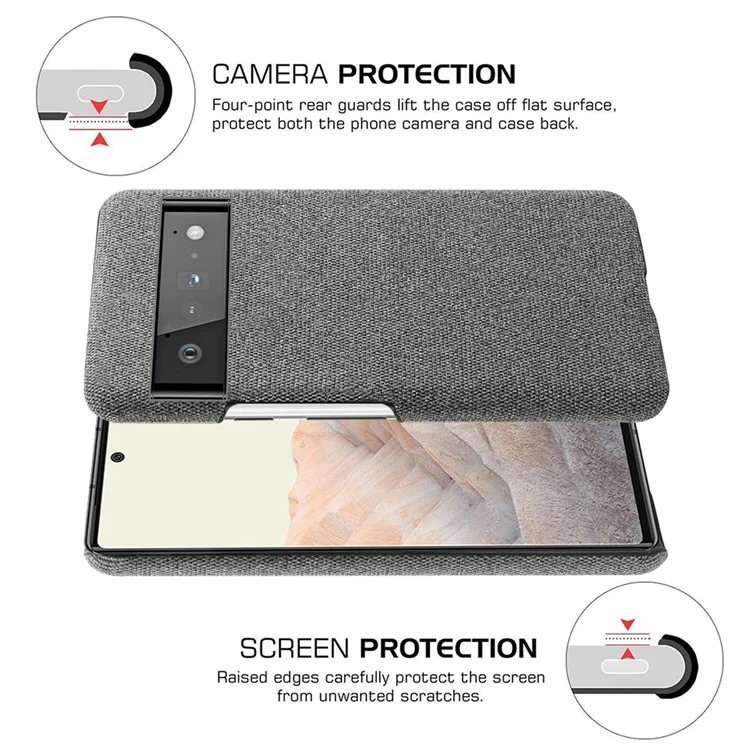 Para Google Pixel 6 Pro Recubierto de PC Hard PC Hard-improbable Case de Teléfonos Anti-imprimen Anti-finger-imprints Cubierta - Gris