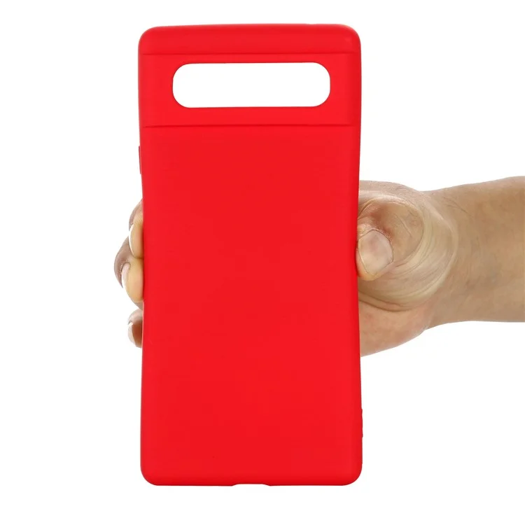 Case de Bolsas de Teléfonos Móviles Para Google Pixel 6 Cubierta de Teléfono a Prueba de Choque de Silicona Líquida Con Correa - Rojo