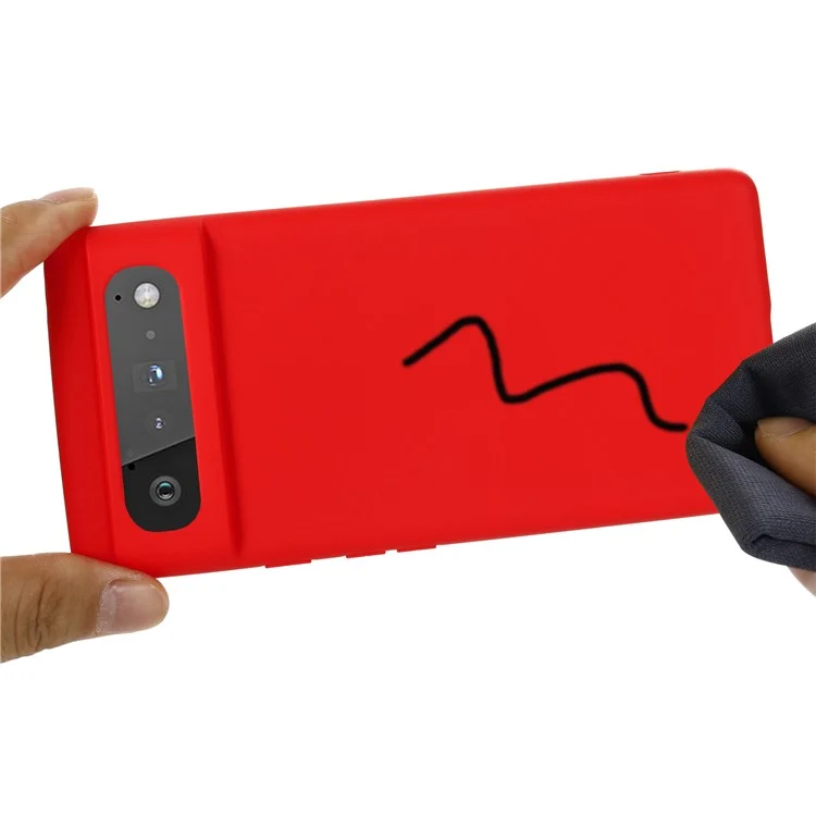 Bolsa de Celular Móvel para Google Pixel 6 Capa de Celular à Prova de Choque de Silicone Líquido com Alça - Vermelho