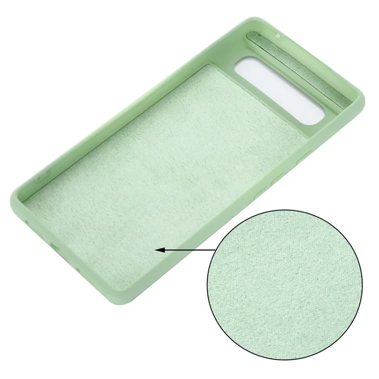 Mobile Phone Bag Case for Google Pixel 6 Liquid Silicone Shockproof Phone Cover with Strap - Green