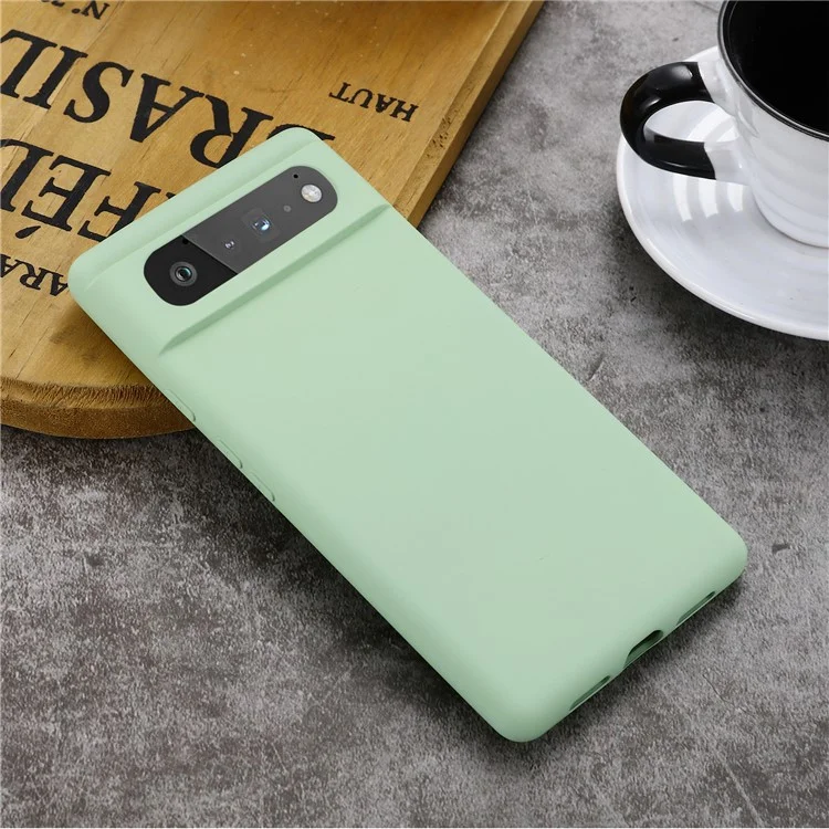 Capa de Bolsa Para Celular Para Google Pixel 6 Tampa de Telefone à Prova de Choque de Silicone Líquido Com Cinta - Verde