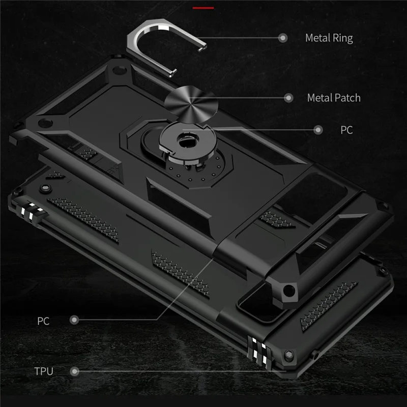 Diseño de Kickstand de Calificación Militar PC TPU TPU Hybrid Case Shell Para Google Pixel 6 Pro - Negro