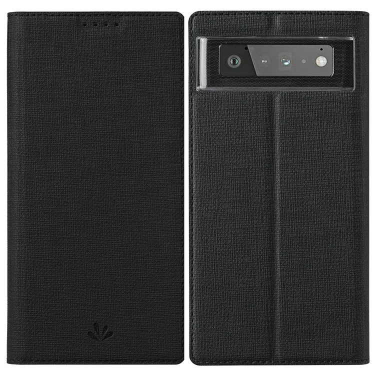 VILI Série DMX Capa Protetora Magnética de Couro PU com Porta-Cartões para Google Pixel 6 - Preta 