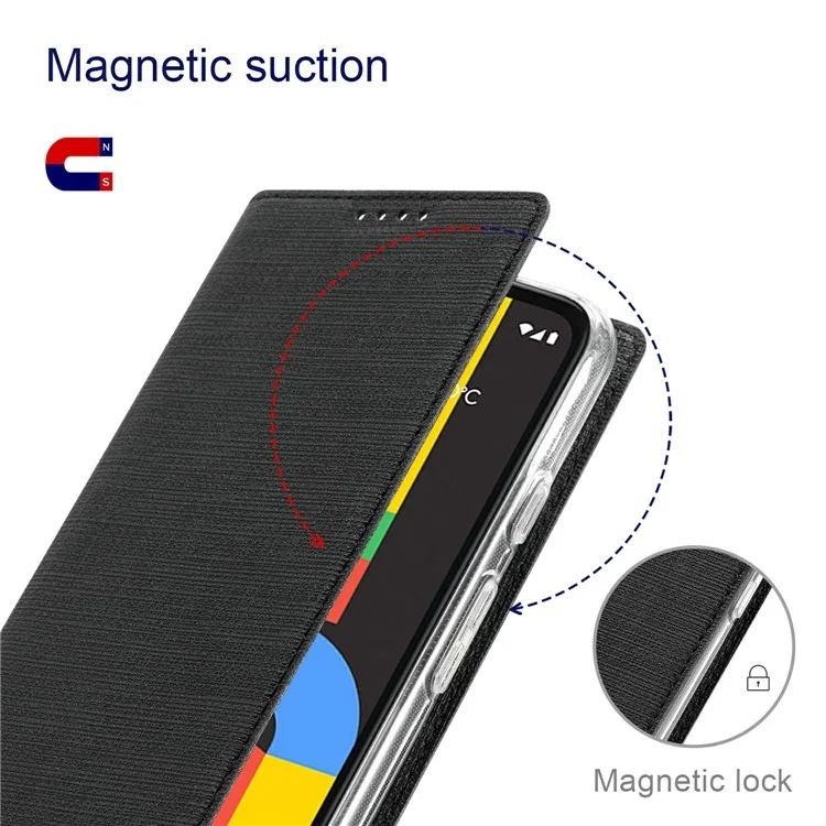 VILI Série DMX Capa Protetora Magnética de Couro PU com Porta-Cartões para Google Pixel 6 - Preta 